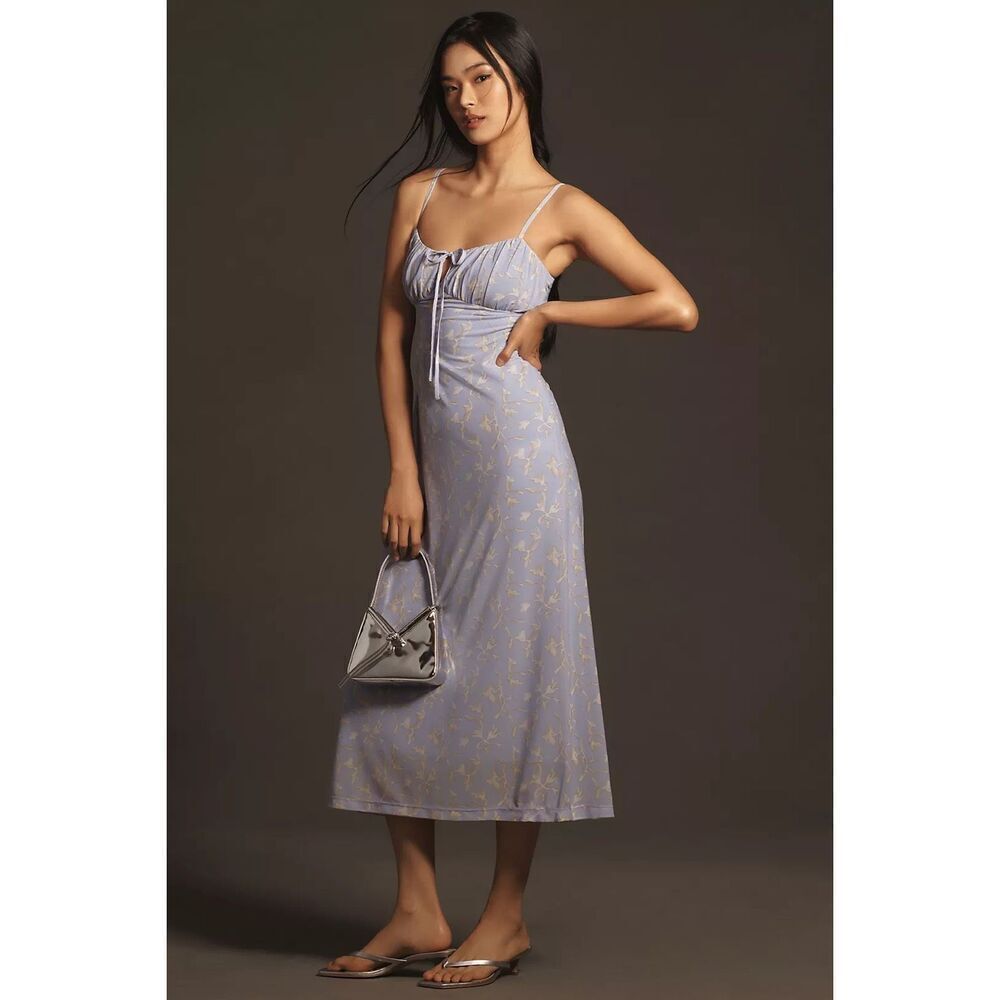 NEW Anthropologie Sleeveless Slip Midi Dress lavender floral sz M